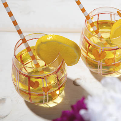 :fixed: Trinkgläser mir GlasDecor verziert in den Fraben Gelb und Orange