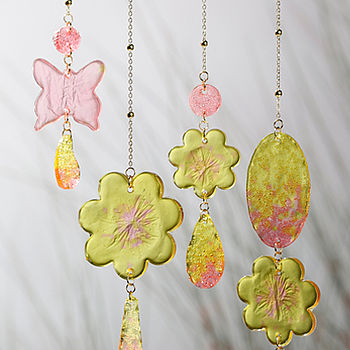 :fixed: Anhänger aus FormPerlen in Rosa-Gelb