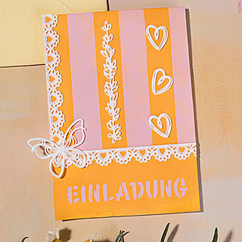 :fixed: Sommerliche Einladungskarte in Orange und Rosa